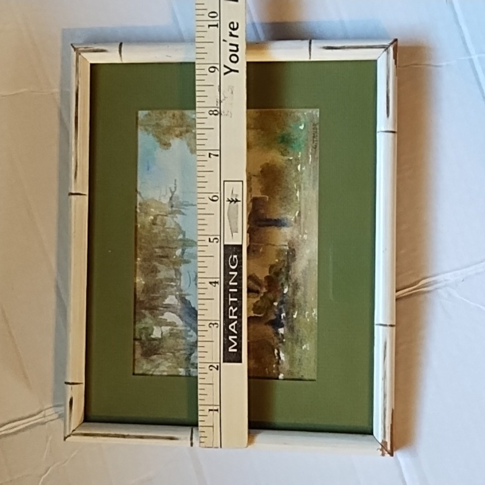 Rustic Landscape Art with Bamboo Frame - Picture 8 of 9
